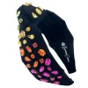 Adult Black Headband with Rainbow Gradient Hand-Sewn Crystals-Brianna Cannon New