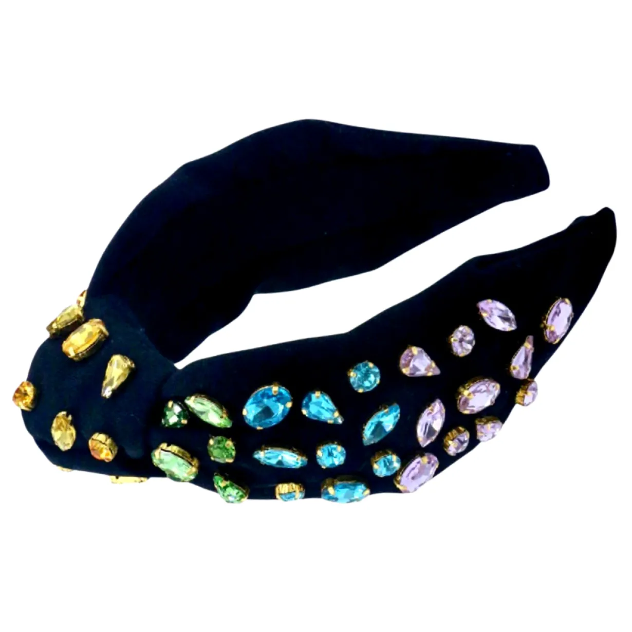 adult_black_headband_with_4.webp Adult Black Headband with Rainbow Gradient Hand-Sewn Crystals-Brianna Cannon New