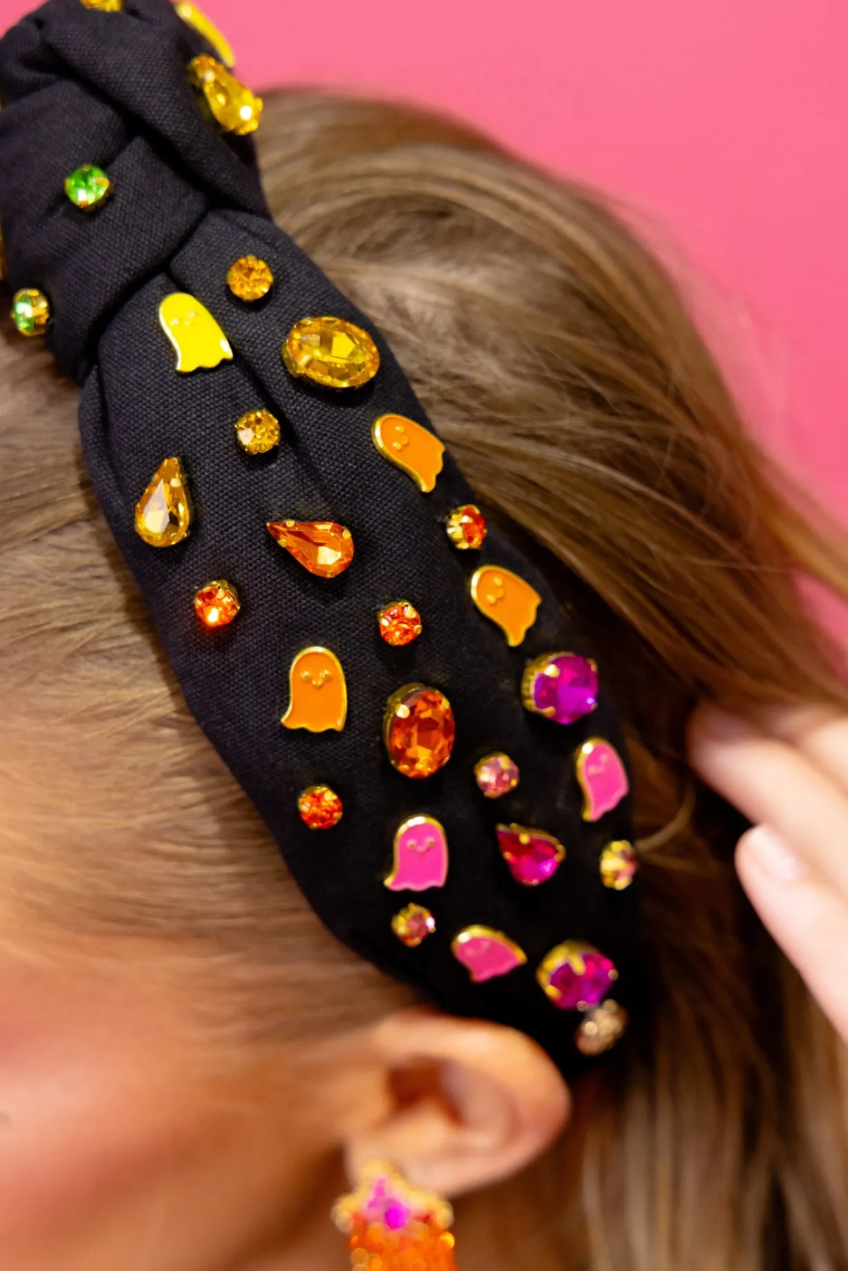 adult_size_black_headband_2.webp Adult Size Black Headband with Neon Ghosts & Crystals-Brianna Cannon Fashion
