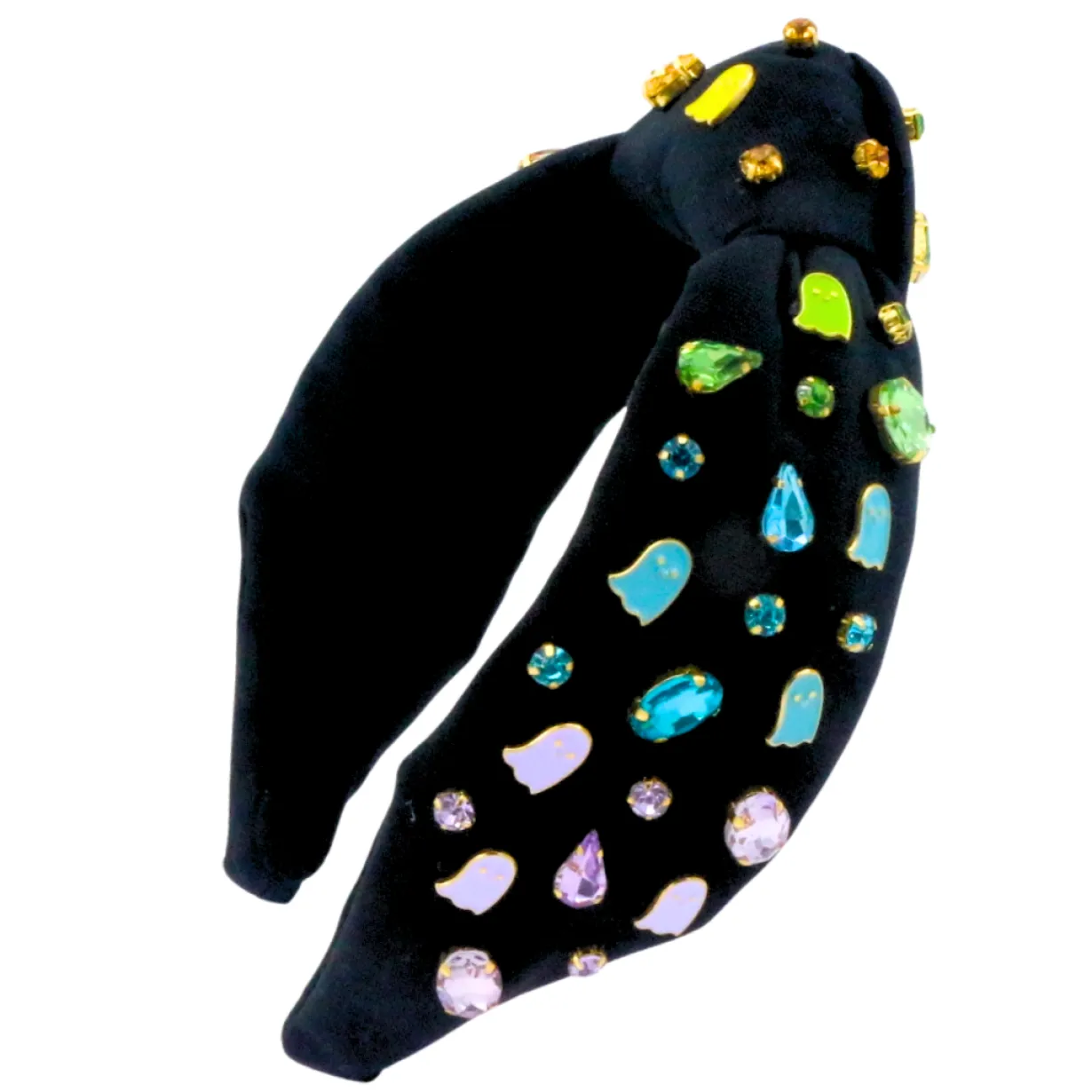 adult_size_black_headband_7.webp Adult Size Black Headband with Neon Ghosts & Crystals-Brianna Cannon Fashion