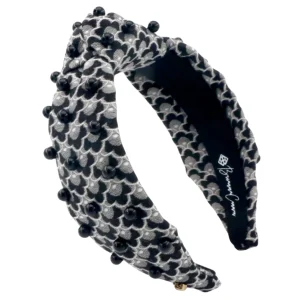 Adult Size Black Scalloped Headband with Black Beads-Brianna Cannon Online