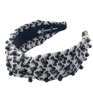 Adult Size Black Scalloped Headband with Black Beads-Brianna Cannon Online