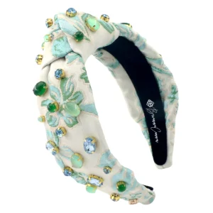 Adult Size Blue & Green Floral Headband With Cabochons & Crystals-Brianna Cannon Online