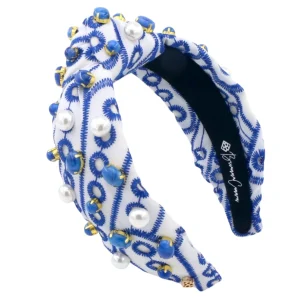 Adult Size Blue & White Mykonos Eyelet Headband-Brianna Cannon Online