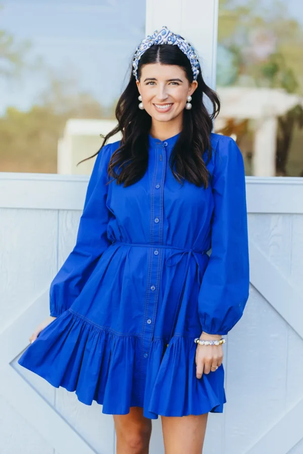 Adult Size Blue & White Mykonos Eyelet Headband-Brianna Cannon Online