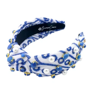 Adult Size Blue & White Mykonos Eyelet Headband-Brianna Cannon Online