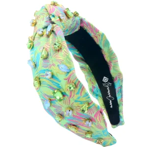 Adult Size Bright Green Floral Headband with Pink and Blue-Brianna Cannon New