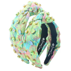 Adult Size Bright Green Floral Headband with Pink and Blue-Brianna Cannon New