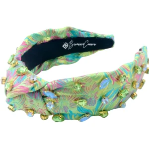 Adult Size Bright Green Floral Headband with Pink and Blue-Brianna Cannon New