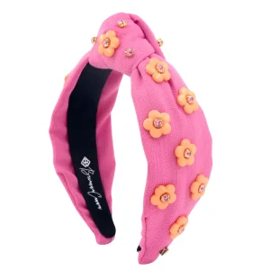 Adult Size Bubble Gum Pink Headband with Orange Flowers-Brianna Cannon Sale