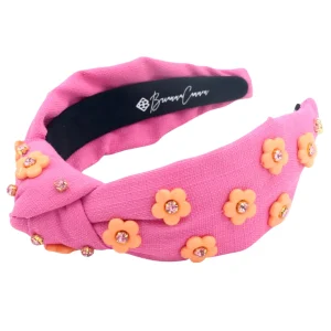 Adult Size Bubble Gum Pink Headband with Orange Flowers-Brianna Cannon Sale