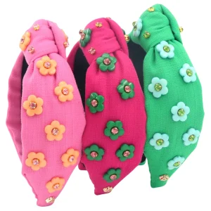 Adult Size Bubble Gum Pink Headband with Orange Flowers-Brianna Cannon Sale