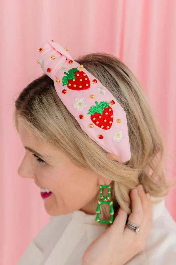Adult Size Embroidered Strawberry Headband with Crystals & Beads-Brianna Cannon Discount
