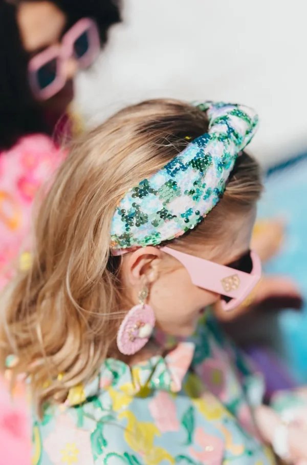 Adult Size Green Iridescent Sequin Headband-Brianna Cannon Fashion