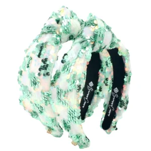 Adult Size Green Iridescent Sequin Headband-Brianna Cannon Fashion