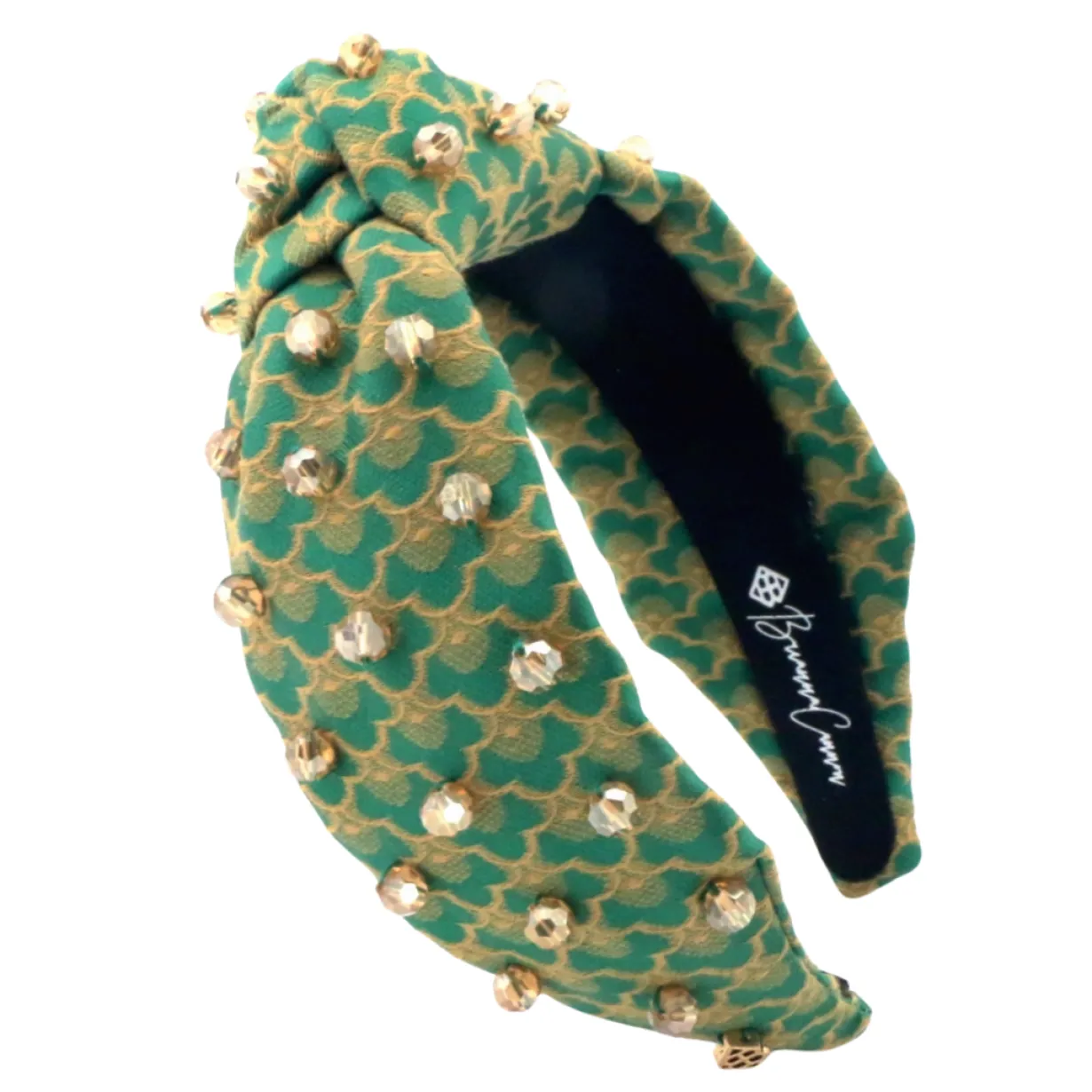 adult_size_green_scallope_0.webp Adult Size Green Scalloped Headband with Gold Beads-Brianna Cannon Online