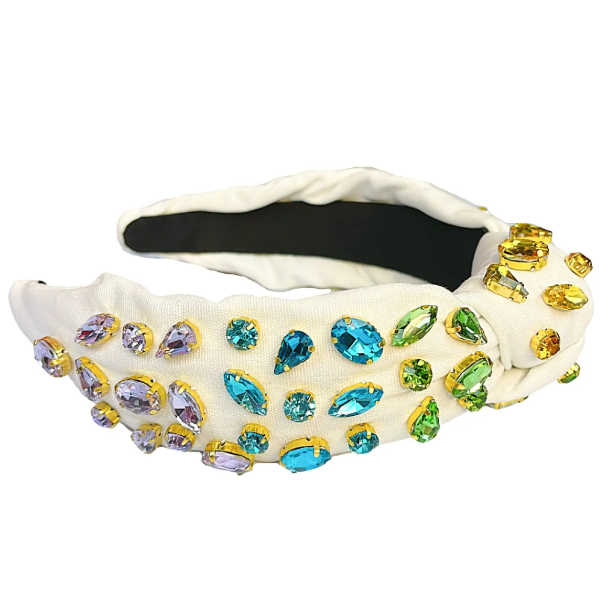 adult_size_ivory_headband_4.webp Adult Size Ivory Headband with Rainbow Gradient Hand-Sewn Crystals-Brianna Cannon Fashion