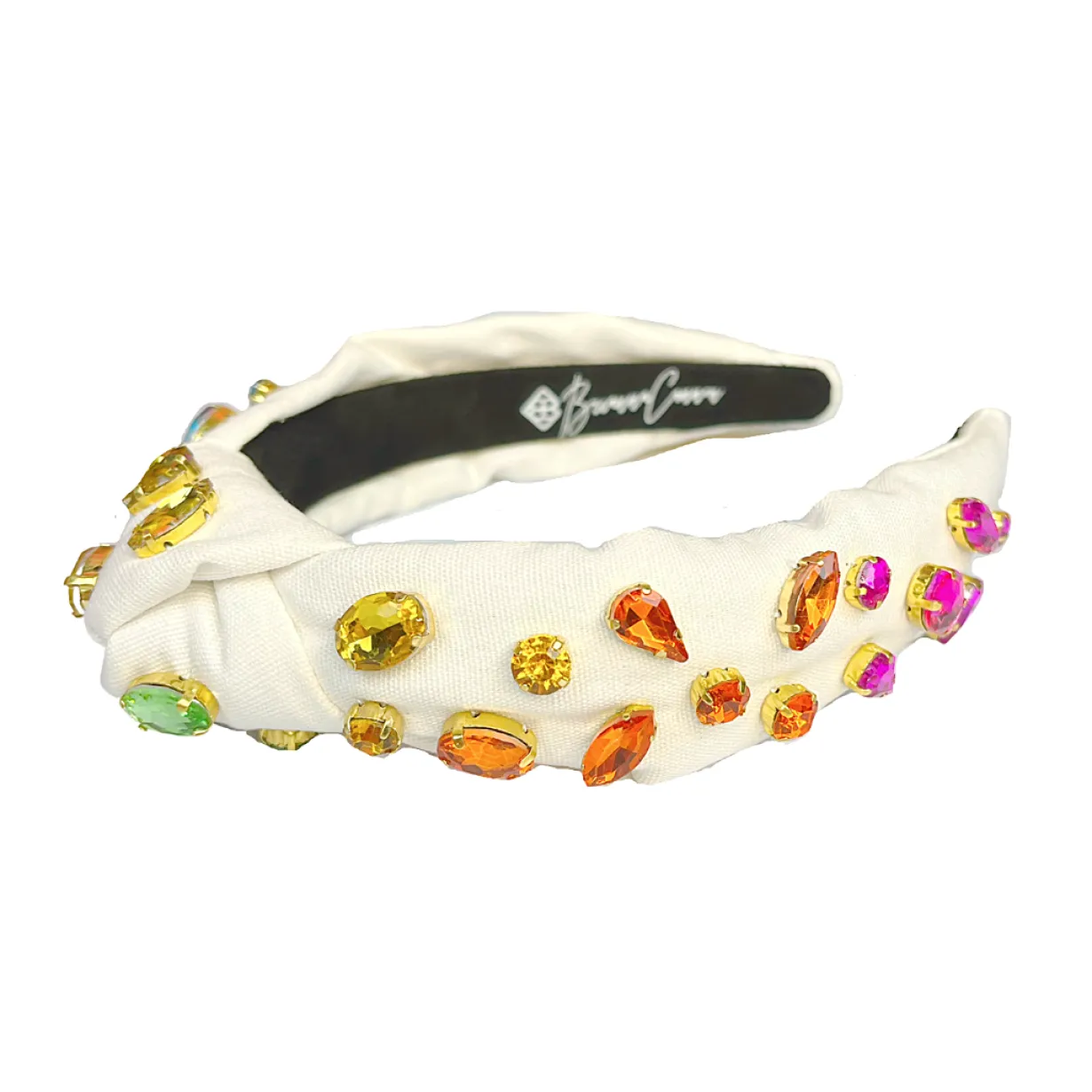 adult_size_ivory_headband_5.webp Adult Size Ivory Headband with Rainbow Gradient Hand-Sewn Crystals-Brianna Cannon Fashion