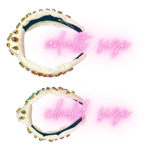Adult Size Ivory Headband with Rainbow Gradient Hand-Sewn Crystals-Brianna Cannon Fashion
