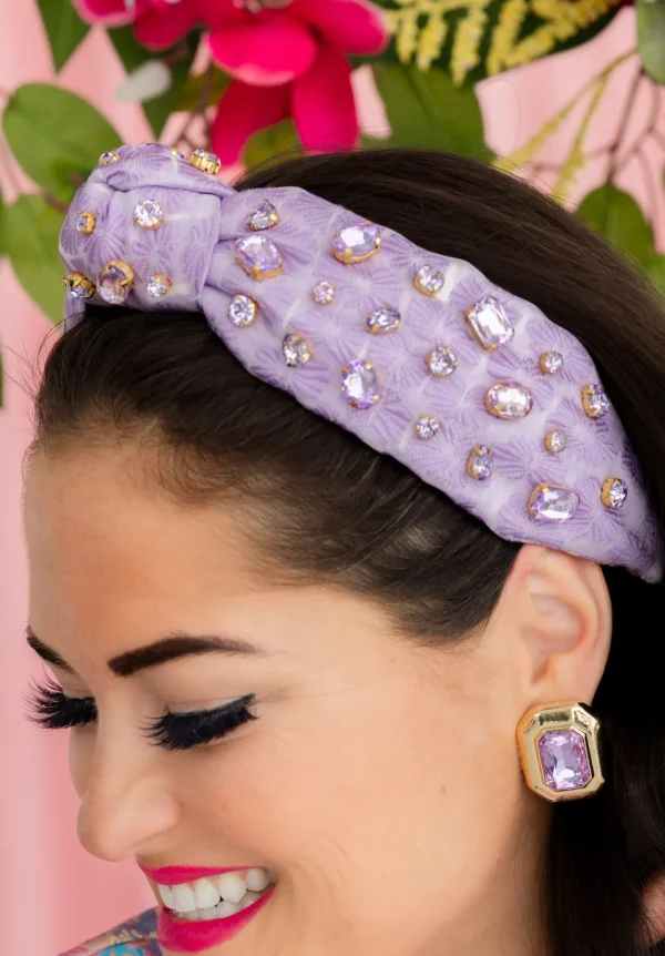 Adult Size Lavender Textured Headband with Crystals-Brianna Cannon Fashion