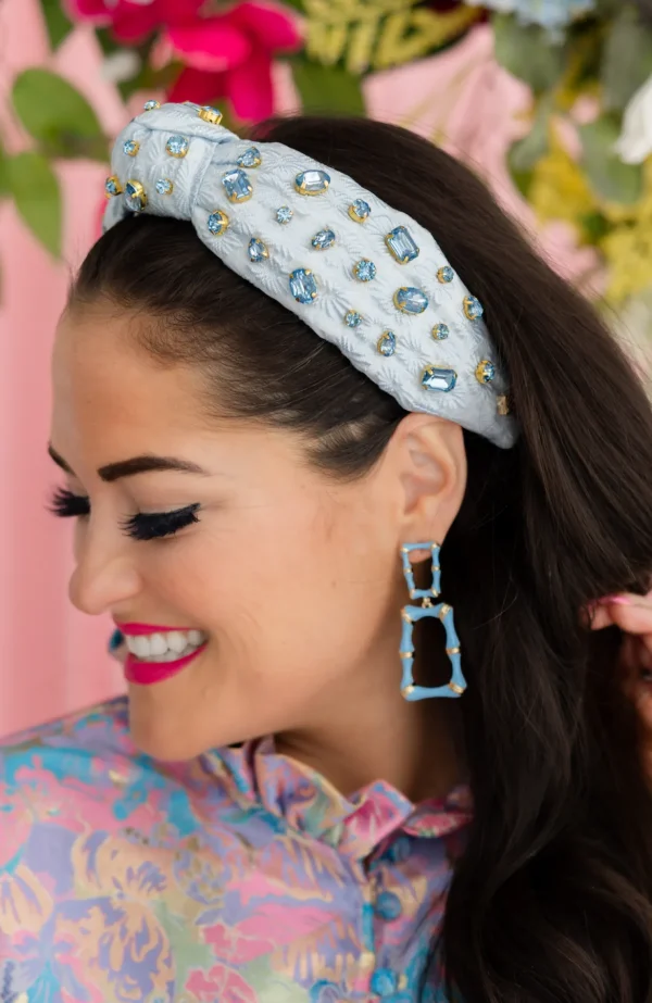 Adult Size Light Blue Textured Headband with Crystals-Brianna Cannon Online