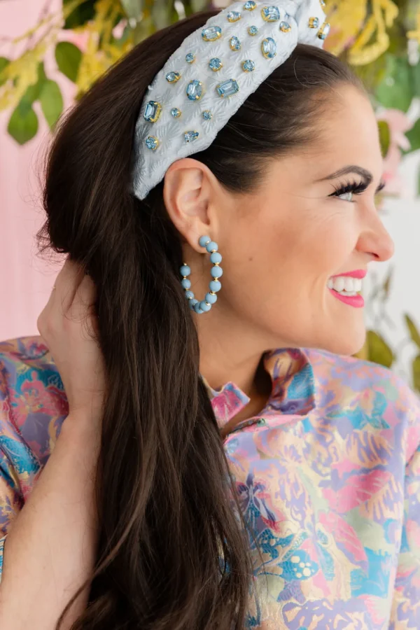 Adult Size Light Blue Textured Headband with Crystals-Brianna Cannon Online