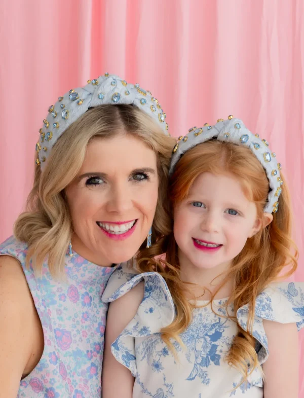 Adult Size Light Blue Textured Headband with Crystals-Brianna Cannon Online
