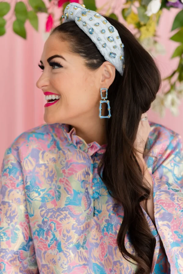 Adult Size Light Blue Textured Headband with Crystals-Brianna Cannon Online