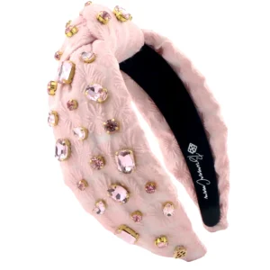 Adult Size Light Pink Textured Headband with Crystals-Brianna Cannon Best