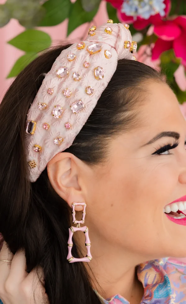 Adult Size Light Pink Textured Headband with Crystals-Brianna Cannon Best