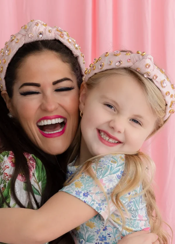 Adult Size Light Pink Textured Headband with Crystals-Brianna Cannon Best