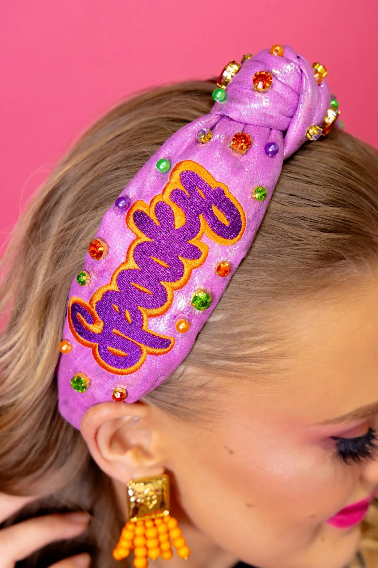 adult_size_metallic_iride_1.webp Adult Size Metallic Iridescence SPOOKY Headband with Crystals-Brianna Cannon Online