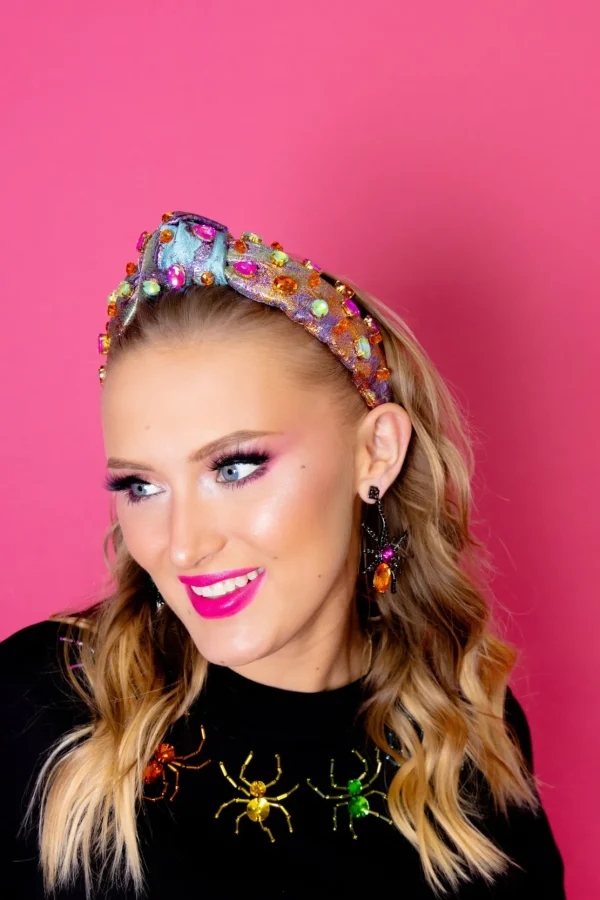 Adult Size Metallic Iridescence Brocade Headband With Crystals-Brianna Cannon New