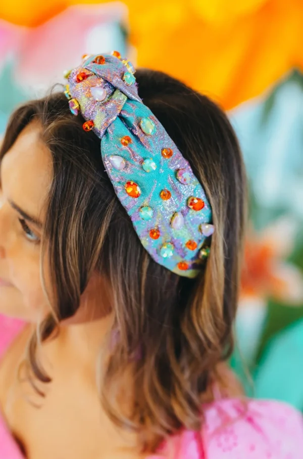 Adult Size Metallic Iridescence Brocade Headband With Crystals-Brianna Cannon New