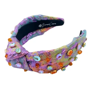 Adult Size Metallic Iridescence Brocade Headband With Crystals-Brianna Cannon New