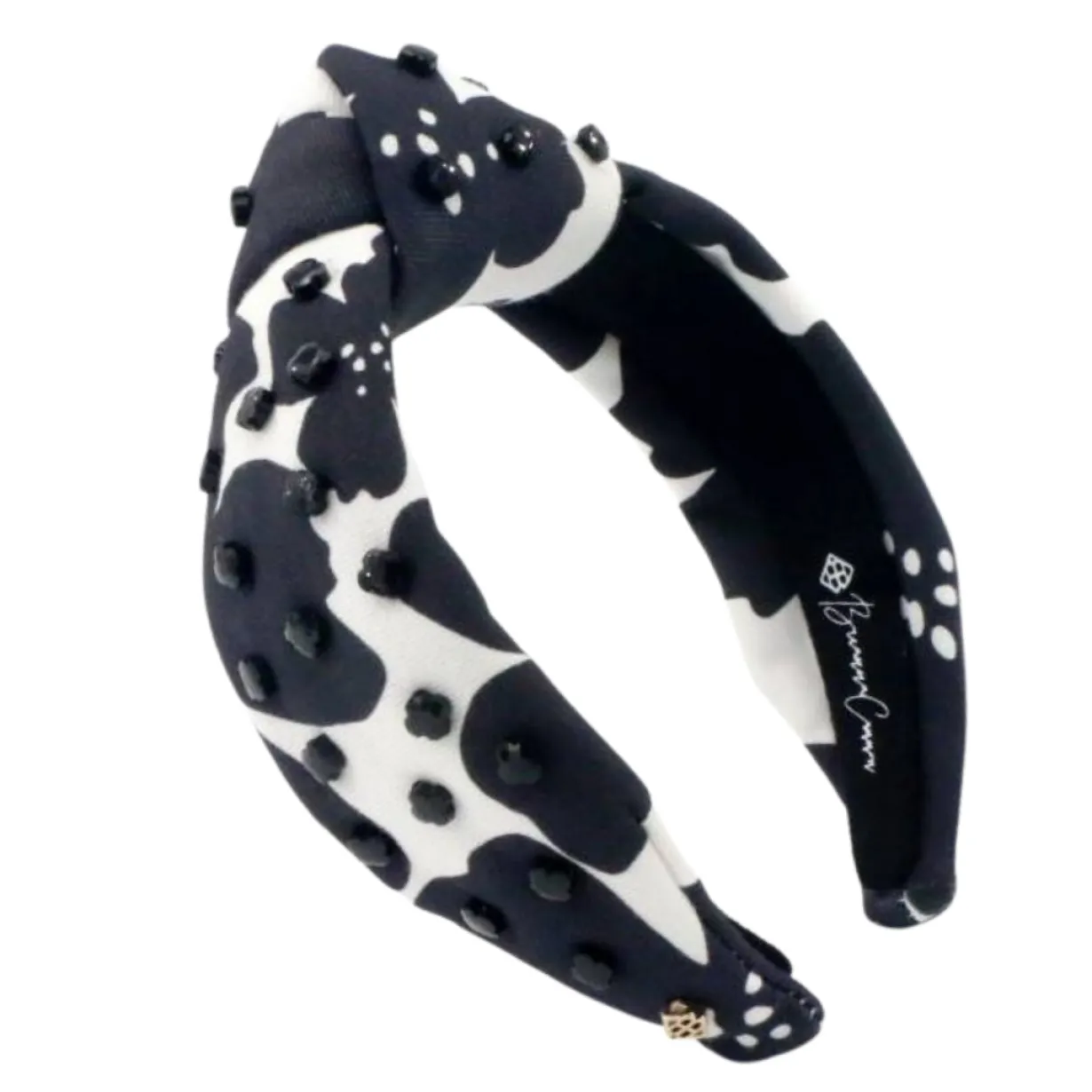 adult_size_monochrome_bla_0.webp Adult Size Monochrome Black Floral Headband with Black Beads-Brianna Cannon Best