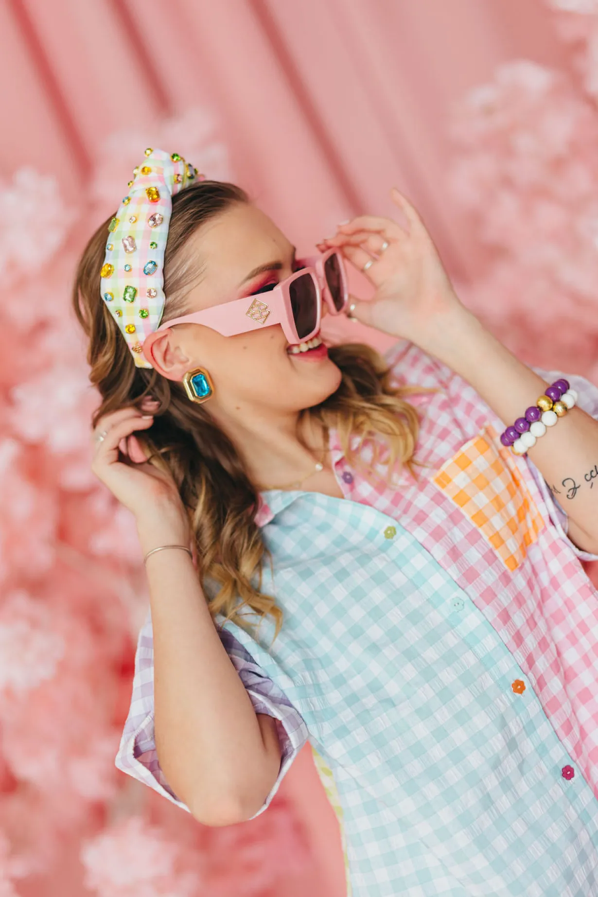 Adult Size Multicolor Gingham Headband-Brianna Cannon Hot