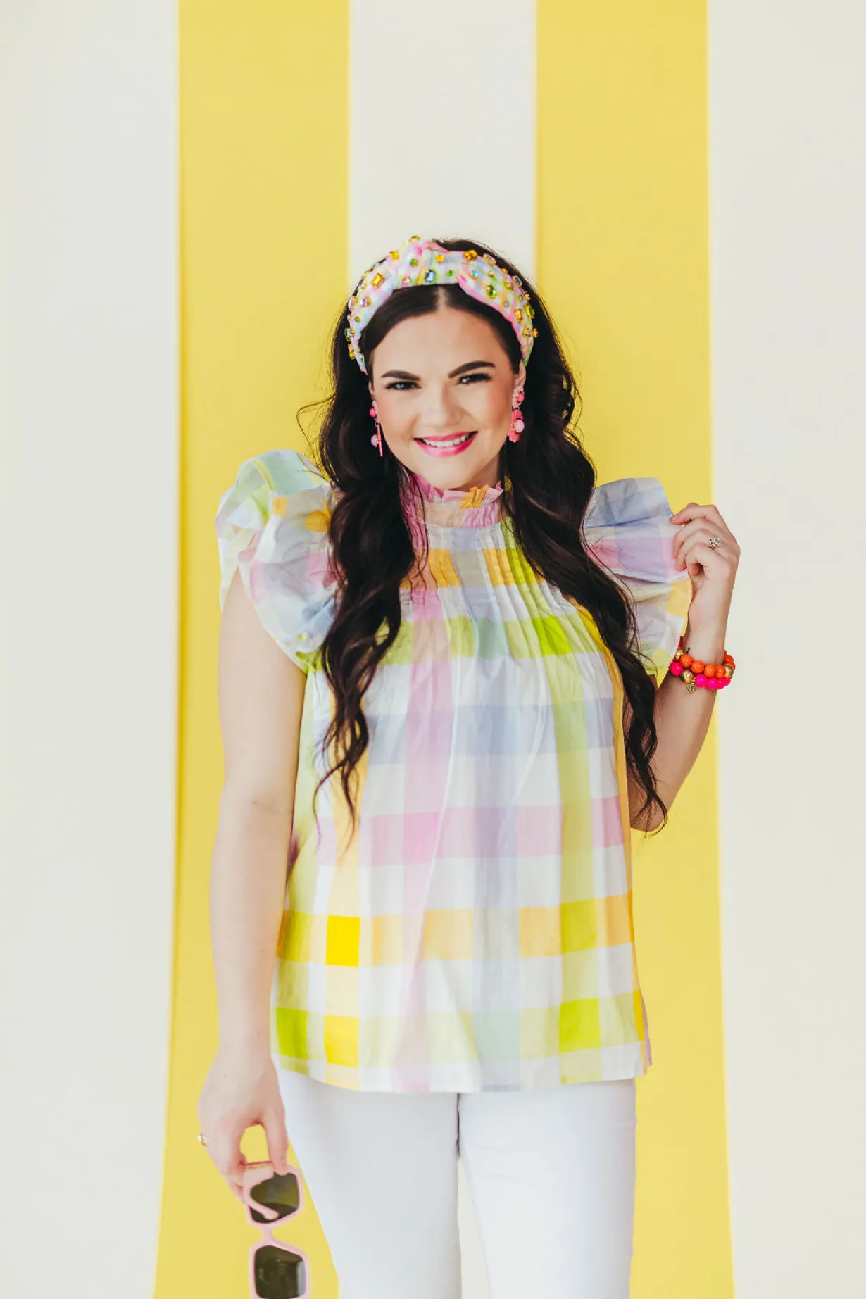Adult Size Multicolor Gingham Headband-Brianna Cannon Hot