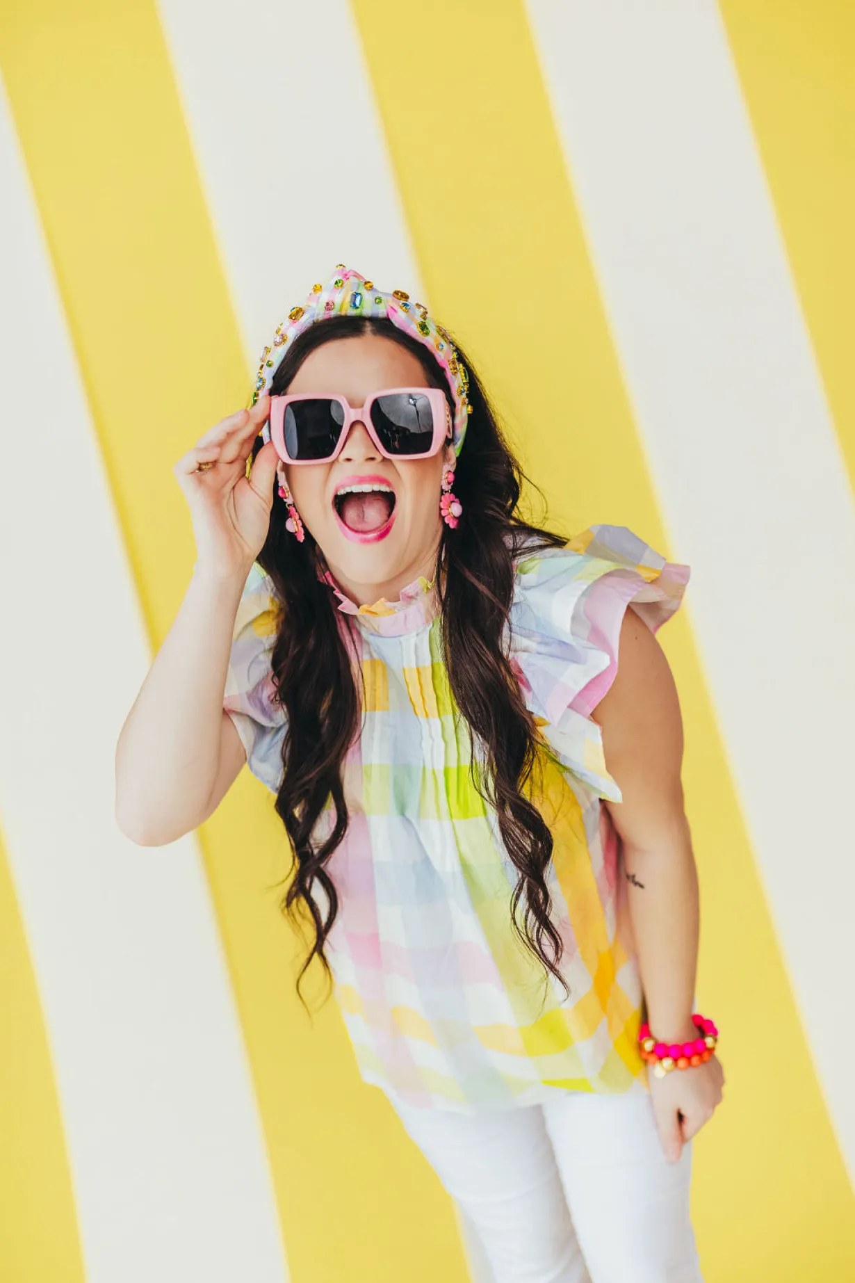 Adult Size Multicolor Gingham Headband-Brianna Cannon Hot