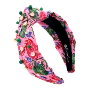 Adult Size Pink Luau Headband With Crystals & Beads-Brianna Cannon Clearance