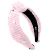 Adult Size Pink Seersucker Headband with Mother of Pearl Bunnies-Brianna Cannon New