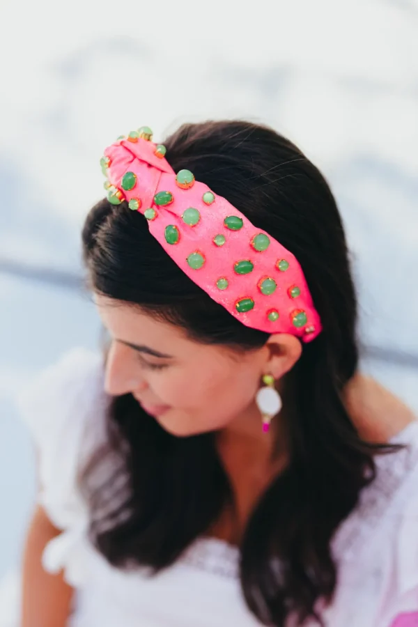Adult Size Pink Shimmer Headband with Jade Stones-Brianna Cannon Online