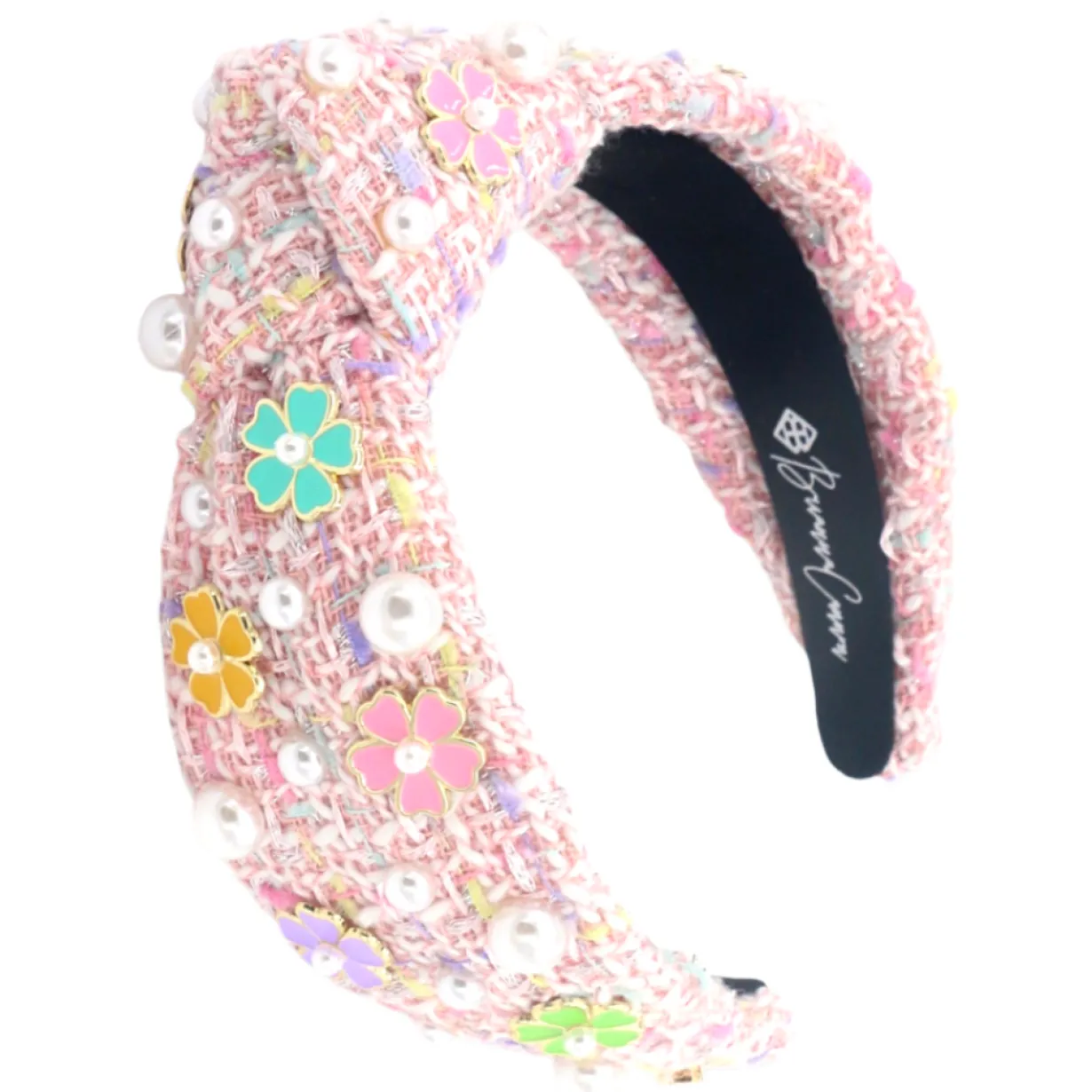 adult_size_pink_tweed_hea_0.webp Adult Size Pink Tweed Headband with Flowers-Brianna Cannon Online