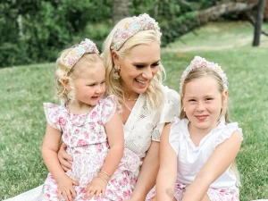 Adult Size Pink Tweed Headband with Flowers-Brianna Cannon Online