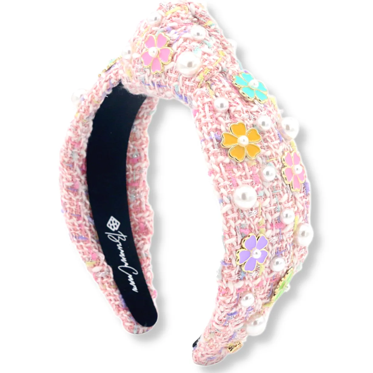 adult_size_pink_tweed_hea_6.webp Adult Size Pink Tweed Headband with Flowers-Brianna Cannon Online