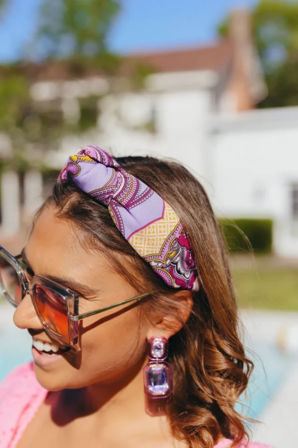 Adult Size Purple Bandana Knotted Headband-Brianna Cannon Fashion
