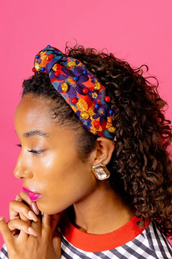 Adult Size Red & Blue Primary Floral Headband-Brianna Cannon Discount