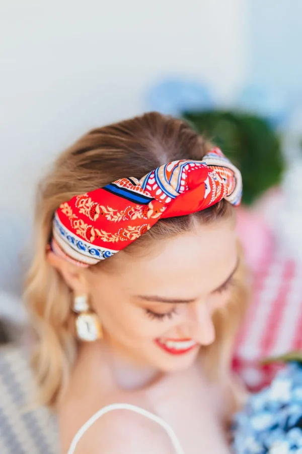 Adult Size Red Bandana Knotted Headband-Brianna Cannon New