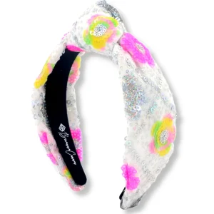 Adult Size Sequin Headband with Bright Flowers-Brianna Cannon New