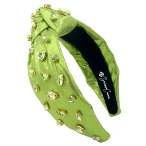 Adult Size Shimmer Headband with Hand-Sewn Crystals in Green-Brianna Cannon Outlet